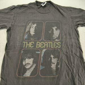 Beatles Band Short Sleeve Graphic Casual T Shirt Mens Size Small S Gray